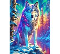 Wolf with Rainbow Fur in A Magical Forest 300 Piece Count Premium Jigsaw Puzzle Scenery Science Fiction Teen Fans 14-18 Yrs Concentration Training Leisure Adventure Valentines Gift Premium Cardboard