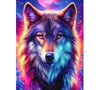 Wolf with Rainbow Fur in A Magical Forest 300 Piece Jigsaw Puzzle for Adults Wildlife Plant Garden Room Decor Nature Inspired Detailed Artwork for Gardeners 300 PCS