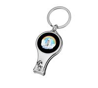 Wolf with Rainbow Portable Nail Clippers with Keychain Sharp Fingernail Clipper Metal Corkscrew Compact Toenail File