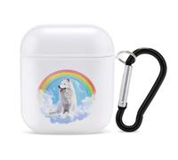 Wolf with Rainbow Stylish Printed Bluetooth Headset Protective Cover Compatible with AirPods 1/2 with Buckle