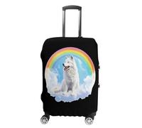 Wolf with Rainbow Travel Luggage Case Cover Washable Suitcase Protector Funny Protective Baggage Fits 19-32 Inch