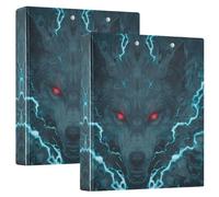 Wolf with Red Eyes 3 Ring Binders 1.5 Inch Clear View Three Ring Binders Versatile Binder Fits 200 Sheets 2 Pack