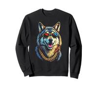Wolf With Sunglasses, Cool Funny Rebel Boss Hip Wolf Face Sweatshirt