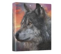 Wolf with Sunset 3 Ring Binders 1.5 Inch Clear View Three Ring Binders Versatile Binder Fits 200 Sheets 1 Pack