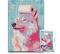 Wolf with Toilet Paper on Head for Adults 1000 Piece Puzzle Educational Fun Learning Activity Game Perfect Thoughtful Gift for Any Occasion Size 38x52cm