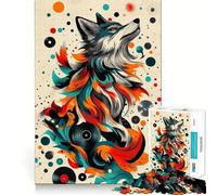 Wolf with Vinyl Records 1000-piece Jigsaw Puzzles Brain Focus Game Expert Cutting Craftsmanship Fascinating Hobby for Idle Moments (50x75cm)
