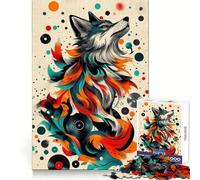 Wolf with Vinyl Records Adult Jigsaw Puzzle1000 Pieces Mind Wellness Serene Activity Sharp Edges (38x52cm)