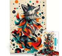 Wolf with Vinyl Records Jigsaw Puzzles 1000 Mental Focus Game No Gap Tight Fitting Design Interactive Brain Challenge for Home (38x26cm)