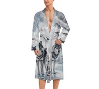 Wolf Wolves By The Stream Classic Bathrobe Loungewear Dressing Gown Womens Men Spa Hotel Sleep 2XL