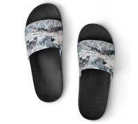 Wolf Wolves By The Stream House Slippers Shower Slides Shoes