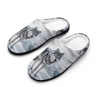 Wolf Wolves By The Stream Mens Slipper Slip On Winter Warm House Slippers Shoes Indoor Outdoor