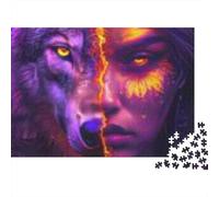 Wolf Woman Puzzle for Adults 1000 Piece Recycled Split Personality Puzzles for Elderly Impossible Hard Difficult Challenging Great Gift Idea for Women 70x50cm/1000pcs