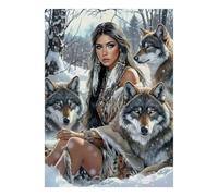 Wolf Woman Snow 1000 Piece Mini Jigsaw Puzzle For Adults Gift Idea | 38x26cm Cardboard Puzzle Lovers Family Bonding Puzzle Assembly Birthday Gift Home Decor
