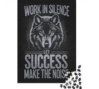 Wolf Work Hard In Silence 1000-Piece Puzzle for Adults, 38x26cm/1000pcs; for Calm Hands-on Time after Work; White Cardboard with A Clean Surface