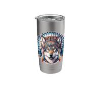 Wolf x Indian Chief Headdress x Wolf Totem Stainless Steel Insulated Tumbler