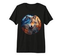 Wolf Yin Yang Design - Fire & Ice Duality | daagath Premium T-Shirt