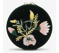 WOLF Zoe Travel Round Forest Green Floral Jewellery Box 393212