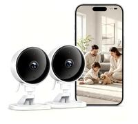 WOLFANG 1080P Indoor Camera, Pet/Baby Camera, Windows/Cat Camera For Home | Night Vision, Motion/Sound Detection, 2-Way Audio, Cloud/SD Card Storage, Easy Install, 2.4GHz WiFi, Plug-in, 2-Pack