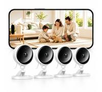 WOLFANG 1080P Indoor Security Camera, Mini WiFi CCTV Camera for Home Security, Dog Camera with Night Vision, Motion Detection, Two Way Audio, 2.4G WiFi, SD & Cloud Storage, Alarm Alert, 4 Pack
