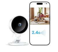 WOLFANG Indoor Security Camera, 1080P HD Video, Mini Indoor Camera, Night Vision, Home Security Camera, Motion Detection, Two-Way Audio, Real-Time Alarm, SD Card and Cloud Storage, 2.4G WiFi