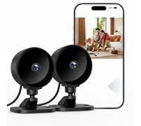 WOLFANG 1080P Indoor Security Camera, WiFi Home Security Camera, Pet Camera with Night Vision, No Monthly Fee, 2-Way Audio, Motion Alerts, Works with Alexa & Google Home, 2 Pack