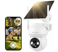 WOLFANG 1080P Solar Security Camera Outdoor, 360° PTZ WiFi Camera (2.4G Only), PIR Motion Detection, Color Night Vision, Two-Way Audio, IP65, Works with Alexa & Google Home, No Monthly Fee