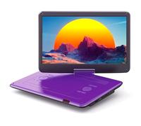 WOLFANG 17.5" Portable DVD Player with 15.6" Large HD Display, 6 Hours Rechargeable Battery, No Region Restrict, Dual Stereo Speakers, Support USB/SD Card/Sync TV/Projector,Purple