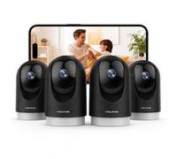 WOLFANG 2K Indoor Security Camera, Pan Tilt Pet Camera, 4 Pack | Motion Detection Pet Camera, Wi-Fi CCTV Home Security Camera, Night Vision, Works with Alexa/Google, No Monthly Fee