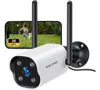 WOLFANG Security Camera Outdoor, 2K CCTV Camera Security with Night Vision, AI Motion Detection, IP65 Weatherproof,Siren Alarm, 2-Way Audio, Work with Alexa & Google Home, 2.4GHz WiFi, Cloud&SD