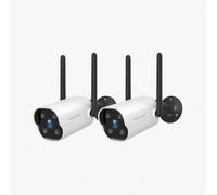 WOLFANG 2K Security Camera Outdoor 2-Pack, Outdoor Security Camera with Night Vision, AI Detection, IP65 Weatherproof,Siren Alarm, 2-Way Audio, Work with Alexa & Google Home, 2.4G WiFi, Cloud&SD