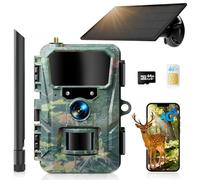 WOLFANG 4G LTE Cellular Wildlife Camera Solar Powered, 2K 48MP Trail Camera with 5200 mAh Battery, 2.0' Display, APP Control, Night Vision, 0.2s Trigger Motion Activated, IP66 Waterproof