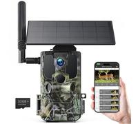WOLFANG 4G LTE Cellular Wildlife Camera Solar Powered, 7800 mAh Battery, 2.5K Cellular Trail Camera with APP Control Built-in SIM No-Glow Night Vision 0.2s Trigger Motion Activated Waterproof,Black