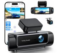 WOLFANG 4K 4 Channel Dash Cam, 4K Front and 3 * 1080p Car Camera Left Right Rear with 610° Wide Angle, 24/7 Parking Mode, Built-in 5.8GHz WiFi, Dashcam with 3.39"IPS, Super Night Vision