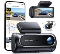 WOLFANG 4K+4K Dash Cam Front and Rear, 5.8GHz Wi-Fi6 Dashcam with STARVIS 2 Ultra Night Vision Dash Camera, 3.69” Screen, GPS, WDR, 170°Wide Angle, 24H Parking Mode, Max 512GB