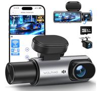 WOLFANG 4K Dash Cam Front and Rear Inside 3 Channel Dashcam, Car Camera Dash Cam with 3.19"IPS, Super Night Vision, Loop Recording, G-Sensor, 170 Wide Angle, Parking Guard, with SD Card, APP Control