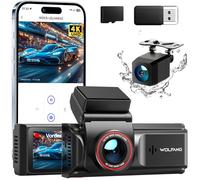 WOLFANG 4K Dash Cam Front and Rear WiFi Dashcam, Dual Car Camera Dash Cam with 3"IPS, Super Night Vision, Loop Recording, G-Sensor, 170 Wide Angle, Parking Guard, with SD Card, APP Control