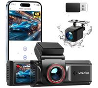 WOLFANG 4K Dash Cam Front and Rear WiFi Dashcam, Dual Car Camera Dash Cam with 3"IPS, Super Night Vision, Loop Recording, G-Sensor, 170 Wide Angle, Parking Guard, with SD Card, APP Control