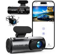 WOLFANG 4K Dash Cam Front and Rear WiFi Dashcam, Dual Car Camera Dash Cam with Super Night Vision, Loop Recording, G-Sensor, 170 Wide Angle, Parking Guard, APP Control