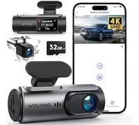 WOLFANG 4K Dash Cam Front and Rear WiFi Dashcam, Dual Car Camera Dash Cam with Super Night Vision, Loop Recording, G-Sensor, 170 Wide Angle, Parking Guard, with SD Card, APP Control
