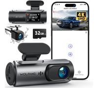 WOLFANG 4K Dash Cam Front and Rear WiFi Dashcam, Dual Car Camera Dash Cam with Super Night Vision, Loop Recording, G-Sensor, 170 Wide Angle, Parkin...