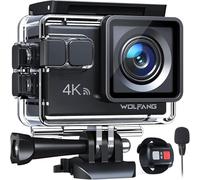 WOLFANG Action Camera 4K 20MP GA100, Waterproof 40M Underwater Camera for Snorkeling, EIS Stabilization WiFi 170° Wide Angle Helmet Camera for Vlogging with External Microphone, Remote Control