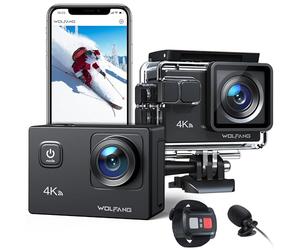 WOLFANG Action Camera 4K 20MP GA100, Waterproof 40M Underwater Camera for Snorkeling, EIS Stabilization WiFi 170° Wide Angle Helmet Camera for Vlogging with External Microphone, Remote Control
