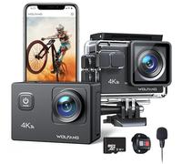 WOLFANG Action Camera GA100 with 32GB microSDXC Memory Card 4K 30FPS 20MP Underwater Camera Waterproof 40M, WiFi Videocamera with Dual Mic, 170° Wide Angle, EIS Anti-shake, Various Accessories