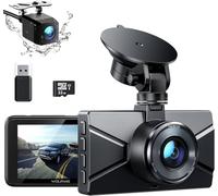 WOLFANG Dash Cam Front and Rear 2.5K, 1440P Dashcam for Cars with 3.0" LCD Display, Super Night Vision, Loop Recording, G-Sensor, 170 Wide Angle WDR, 24H Parking Guard, with SD Card and Reader