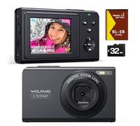 WOLFANG Digital Camera, 2.7K Kids Camera for Photography, 50MP Compact Vlogging, 16X Digital Zoom, Auto Focus Point and Shoot, Gift for Students Teens