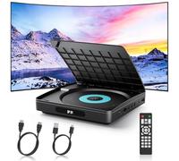 WOLFANG DVD Player for TV With HDMI, Full HD Multi Region, Remote Control and Type-C Cable, CD Player for Home Stereo System, USB Port (Not Blu-ray)