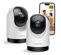 WOLFANG Indoor Camera, Pan Tilt Security Camera for Home, 360° Pan/110° Tilt Auto Tracking, Motion & Sound Alerts, Night Vision up to 26 ft, 2-Way Audio, 2.4GHz WiFi, Alexa/Google Home, 2-Pack