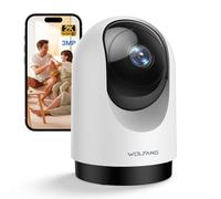 WOLFANG Indoor Camera, Pan Tilt Security Camera for Home, 360° Pan/110° Tilt Auto Tracking, Motion & Sound Alerts, Night Vision up to 26 ft, 2-Way Audio, 2.4GHz WiFi, Alexa/Google Home