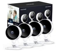 WOLFANG Indoor Security Camera 1080P HD Video-4Pack, Mini Indoor Camera, Night Vision, Home Security Camera, Motion Detection, Two-Way Audio, Real-Time Alarm, SD Card and Cloud Storage, 2.4G WiFi
