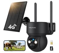 WOLFANG No WiFi Security Camera, 4G CCTV Camera with Sim Card, Camera Wireless Outdoor, Solar Powered, Night Vision, Spotlight, 2.5K HD, Local Recording, 2-Way Audio, PIR Motion, 32GB SD Card